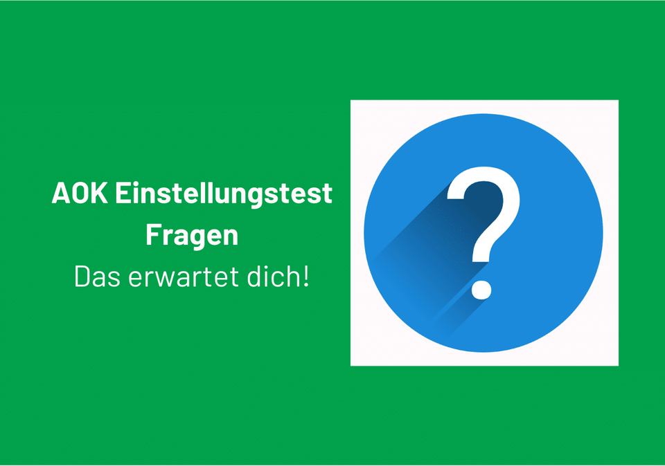 Schriftzug zu Fragen im AOK-Einstellungstest neben einem Fragezeichen-Symbol