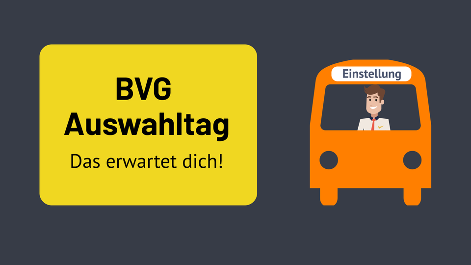 Hinweis zum BVG Auswahltag mit der Illustration eines Busses mit der Anzeige Einstellung