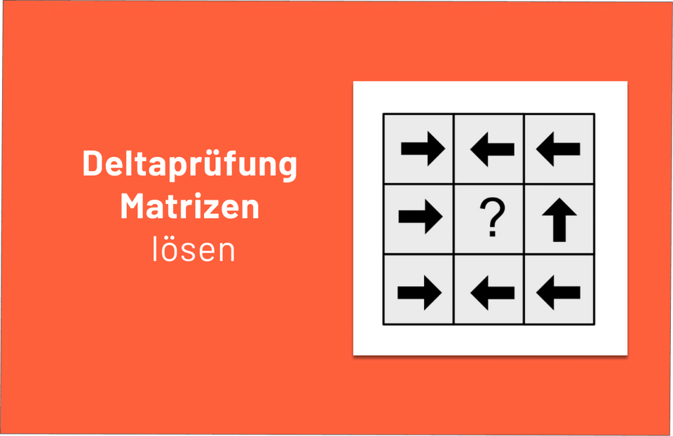 Beispiel einer Matrizenaufgabe mit Pfeilen zur Vorbereitung auf die Deltaprüfung