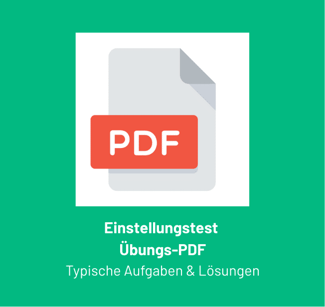 Symbol für ein Einstellungstest Übungs-PDF mit typischen Aufgaben und Lösungen