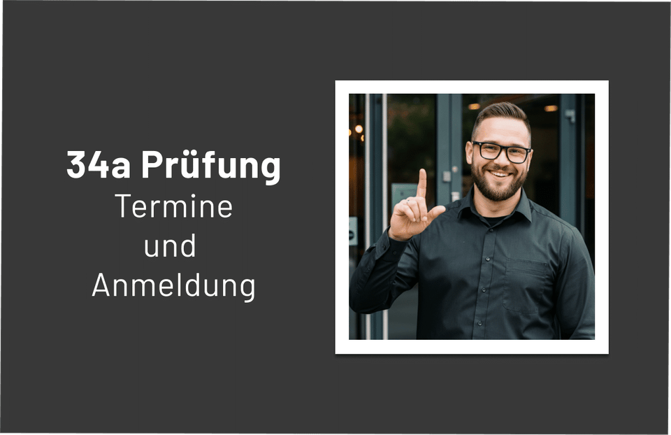 Informationen zu Terminen und Anmeldung der 34a Sachkundeprüfung mit lächelndem Mann