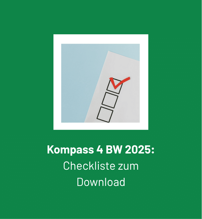 Checkliste mit rotem Haken als Download-Angebot für den Kompass 4 BW 2025