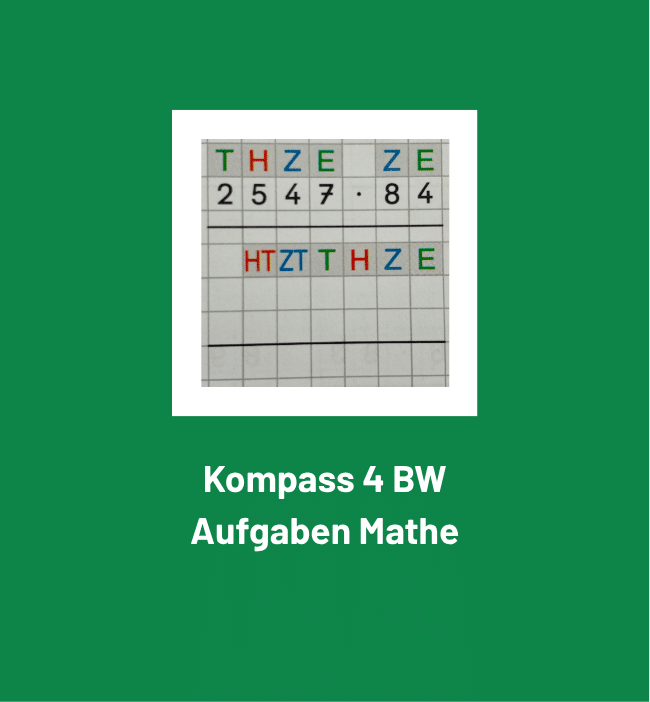 Schriftliche Multiplikation mit Stellenwerten als Beispielaufgabe für den Kompass 4 BW Mathetest
