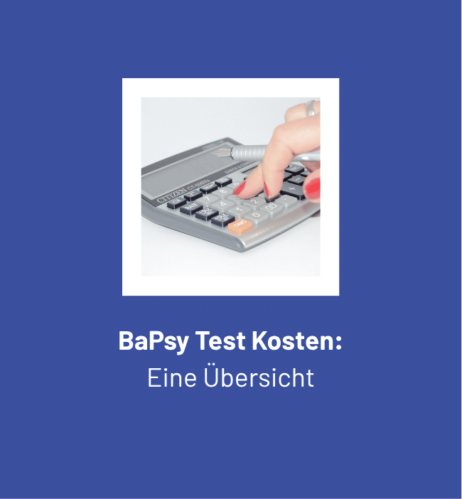 Übersicht zu den BaPsy-Test-Kosten mit einer Hand, die einen Taschenrechner bedient