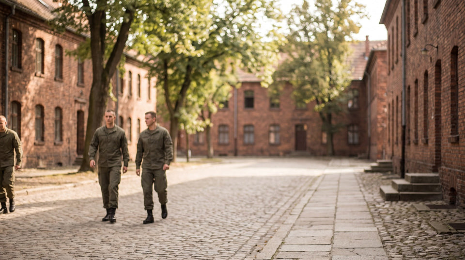 Kasernenhof mit Backsteingebäuden, Ausbildungsstandorte der Bundeswehr