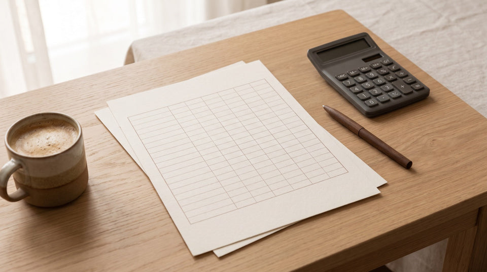 Tabelle, Taschenrechner und Stift auf dem Schreibtisch, Besoldungstabelle der Bundeswehr
