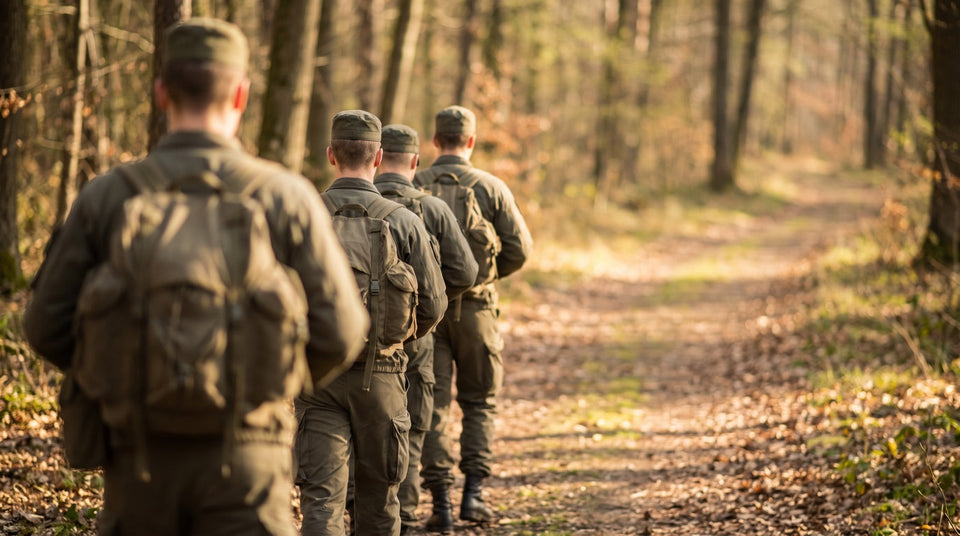 Soldaten des Heeres auf einem Waldweg