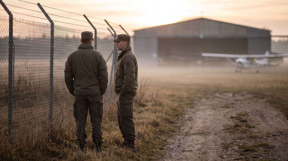 Soldaten sichern ein Flugfeld, Objektschutz der Luftwaffe