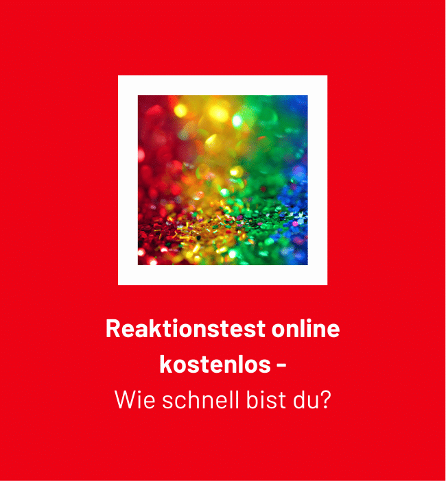 Hinweis auf einen kostenlosen Reaktionstest online mit der Frage nach der eigenen Schnelligkeit