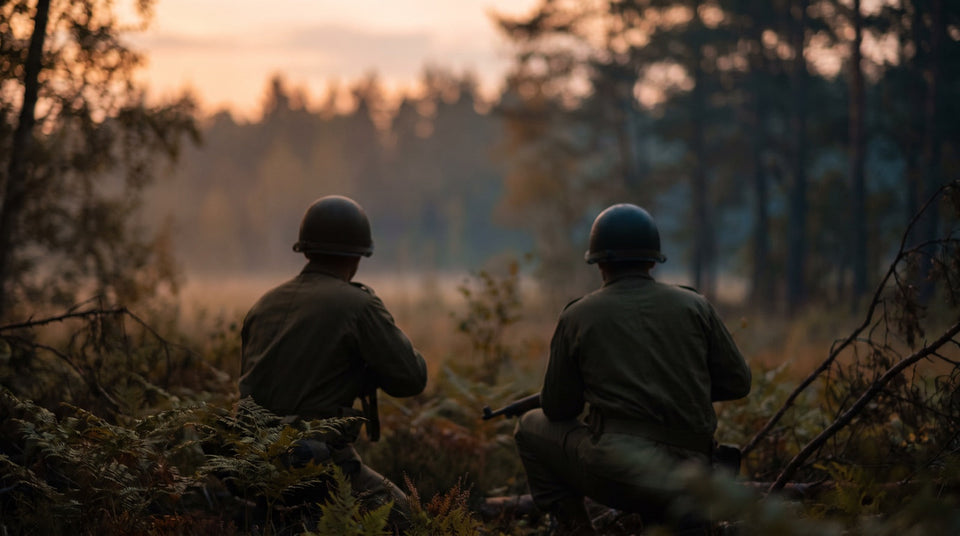 Zwei Soldaten am Waldrand in der Dämmerung, Spezialkräfte der Bundeswehr