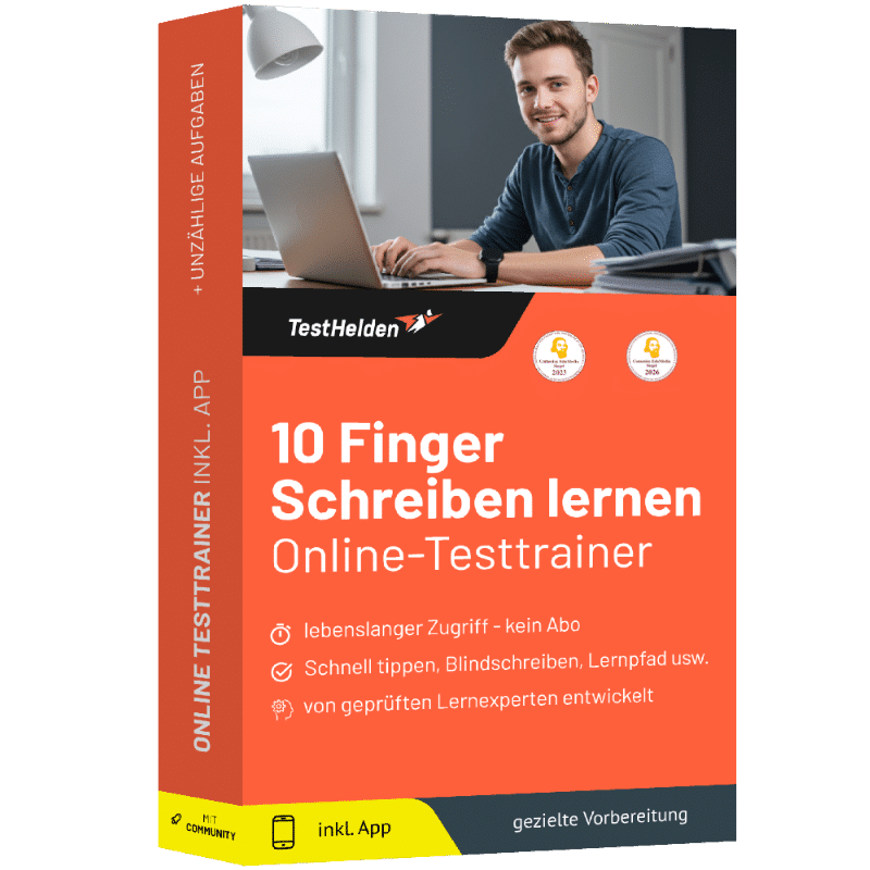 Produktbox 10 Finger Schreiben lernen I schnell Tippen nach Zehnfinger-System I Übungen + Programm I Der Online-Testtrainer