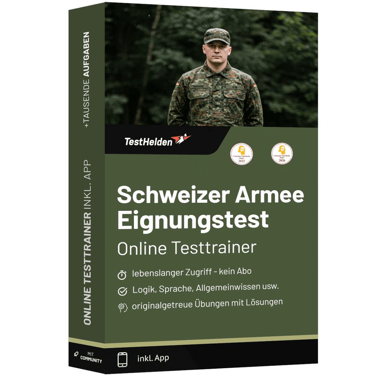 Produktbox Schweizer Armee Eignungstest 2026 üben – Online Testtrainer