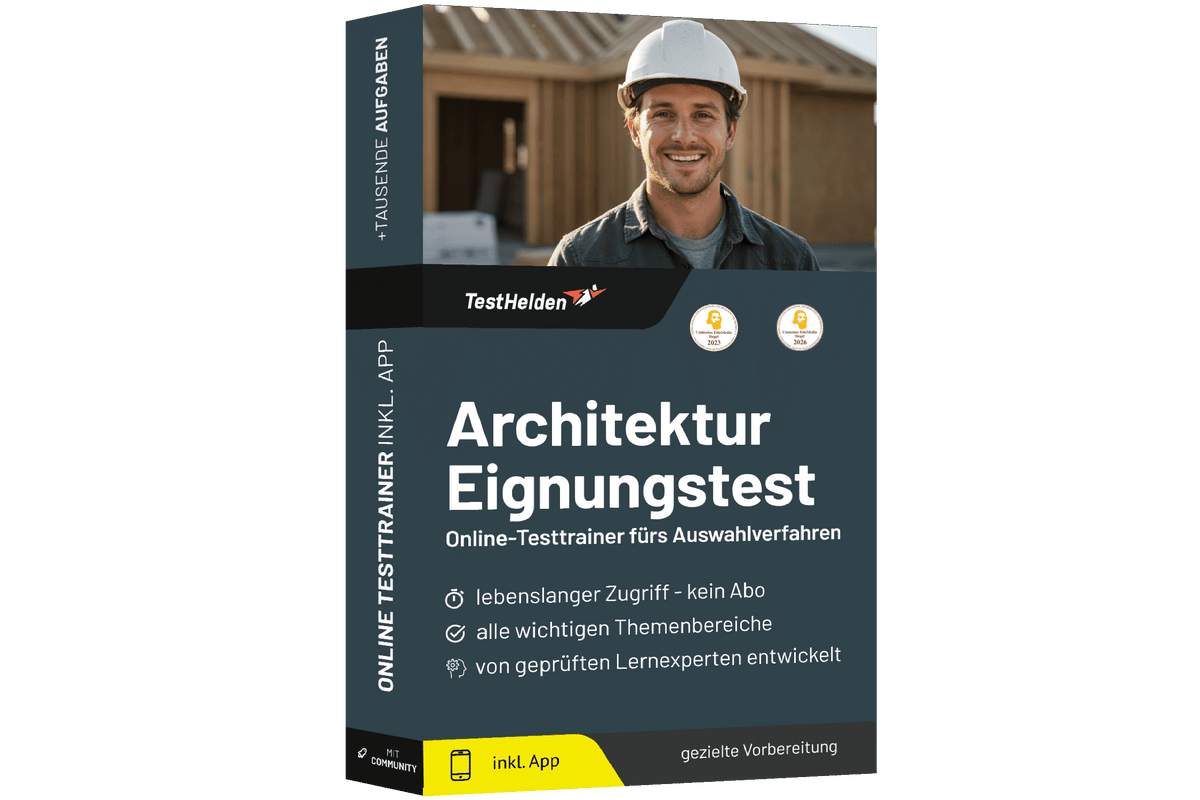 Produktbox Eignungstest Architektur 2026 – Online-Testtrainer