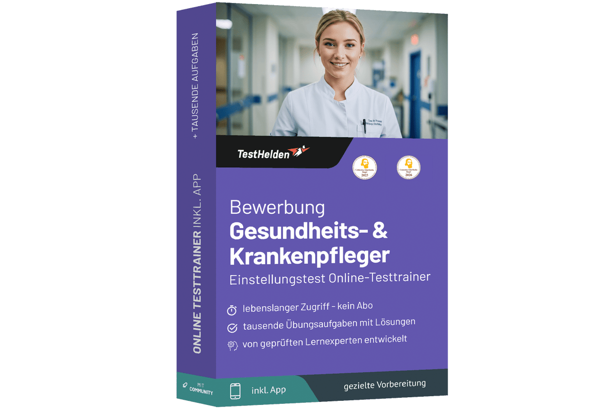 Produktbox Bewerbung Gesundheits- und Krankenpfleger 2026 – Online Testtrainer