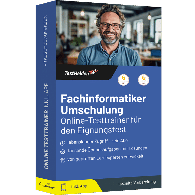 Produktbox Fachinformatiker Umschulung Eignungstest 2026 üben – Online Testtrainer