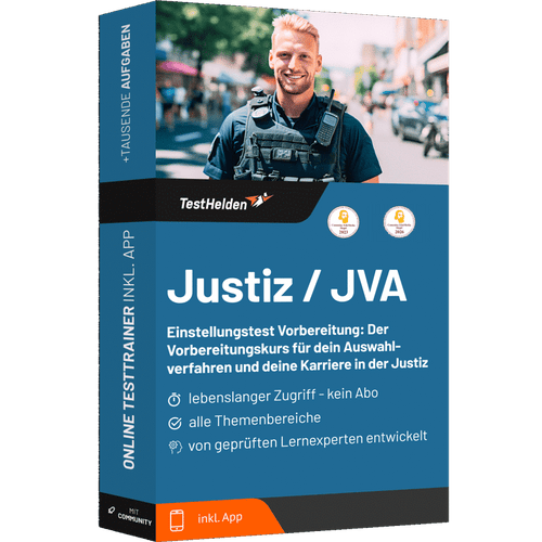 Buchcover JVA Einstellungstest 2026 üben – Online Testtrainer