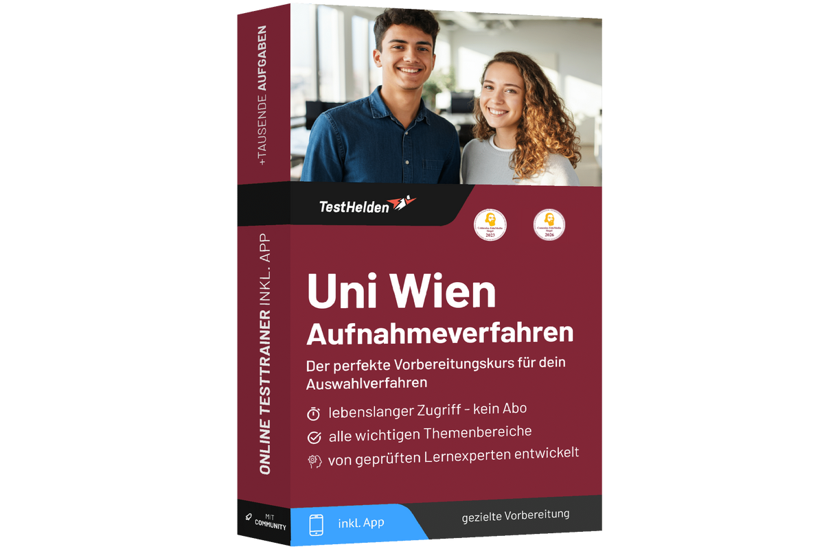 Produktbox Uni Wien Aufnahmeverfahren 2026 Aufnahmetest & Zulassung meistern – Online Testtrainer