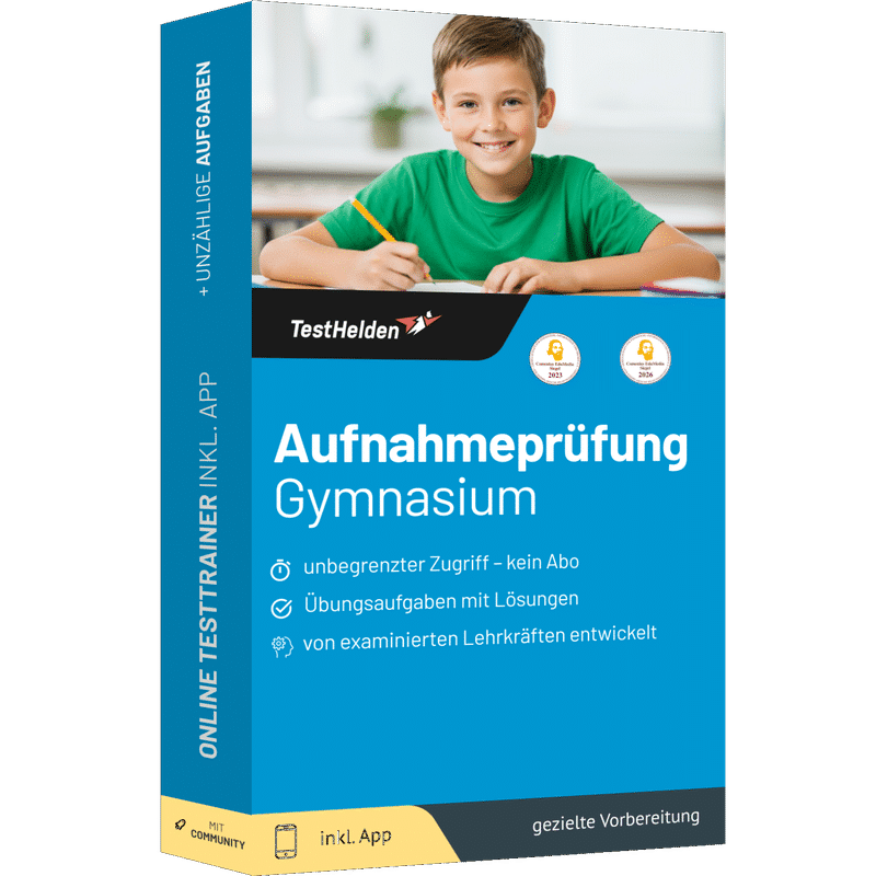Produktbox Aufnahmeprüfung Gymnasium Vorbereitung 2026: Online Testtrainer inkl. App