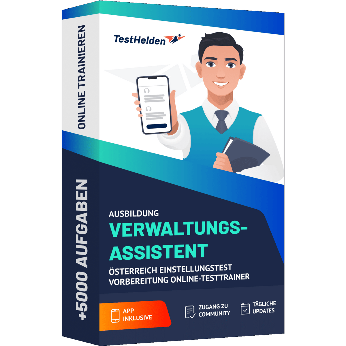 Produktbox Ausbildung Verwaltungsassistent Österreich Einstellungstest 2026 Vorbereitung – Online-Testtrainer
