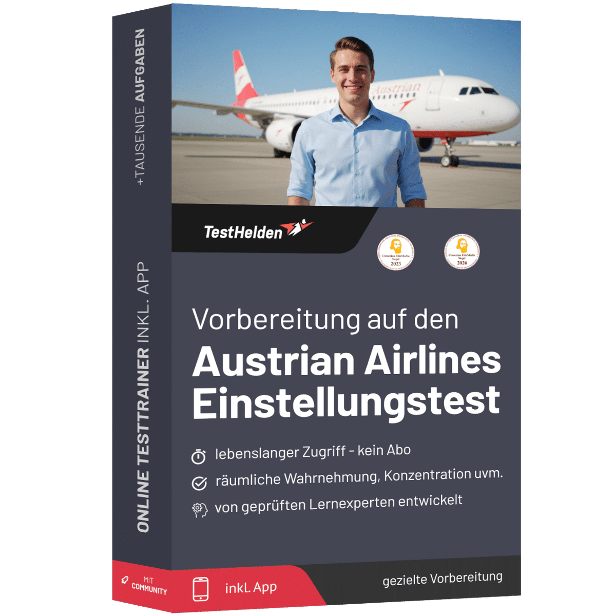 Produktbox Austrian Airlines Einstellungstest 2026 üben – Online Testtrainer