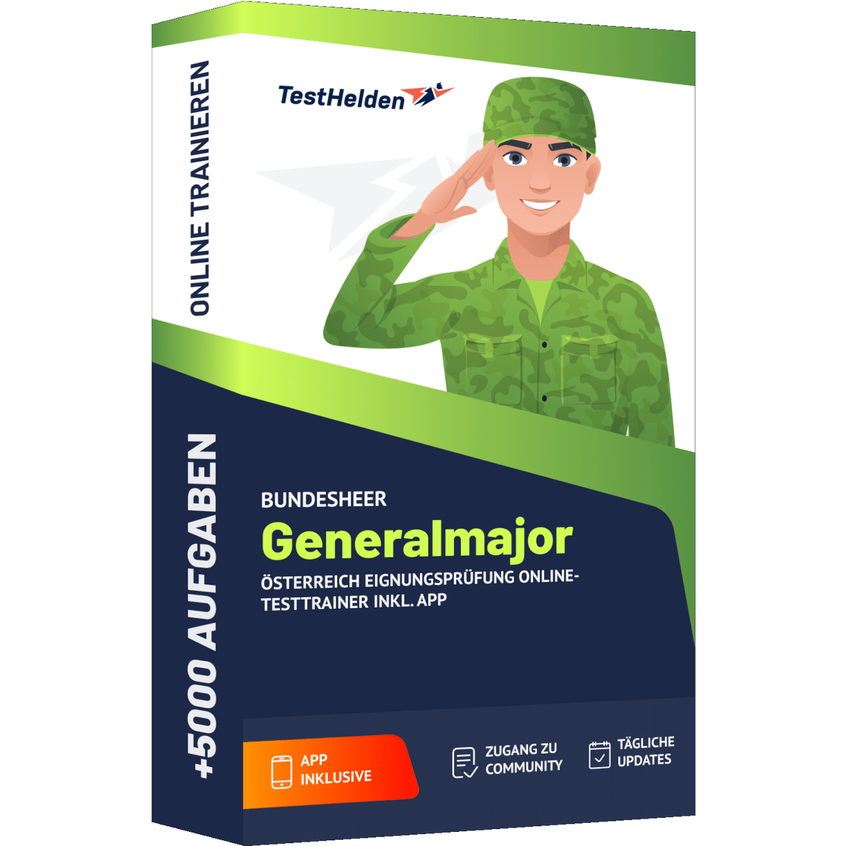 Produktbox Bundesheer Generalmajor Eignungsprüfung Österreich 2026 üben – Online Testtrainer
