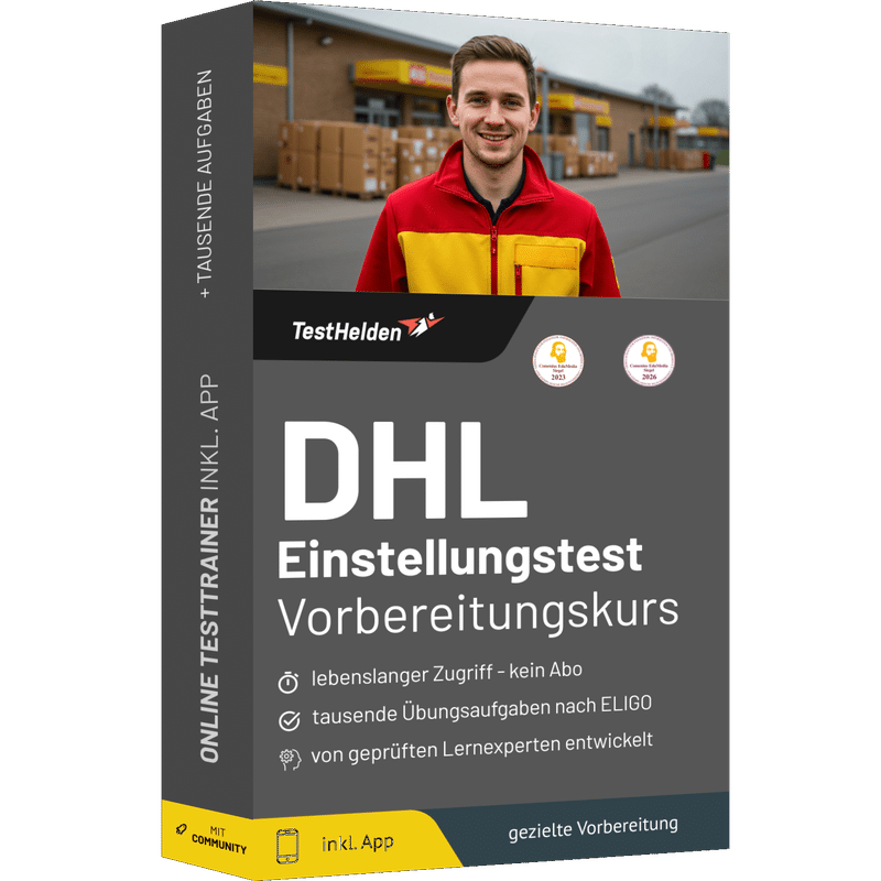 Produktbox DHL Einstellungstest 2026 üben – Online Testtrainer