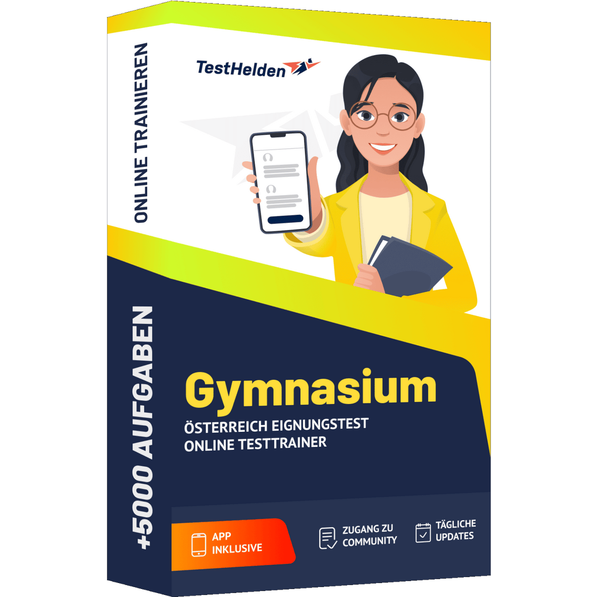 Produktbox Aufnahmeprüfung Gymnasium (AHS Aufnahmsprüfung Österreich) 2026 üben – Online Testtrainer