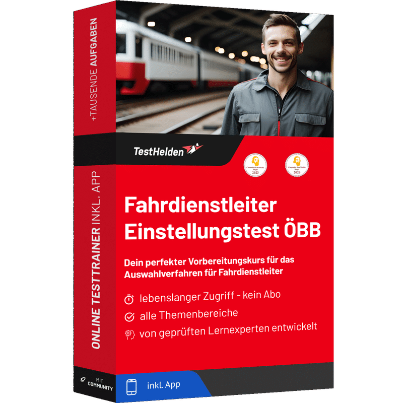 Produktbox Fahrdienstleiter ÖBB Einstellungstest 2026 üben – Online Testtrainer