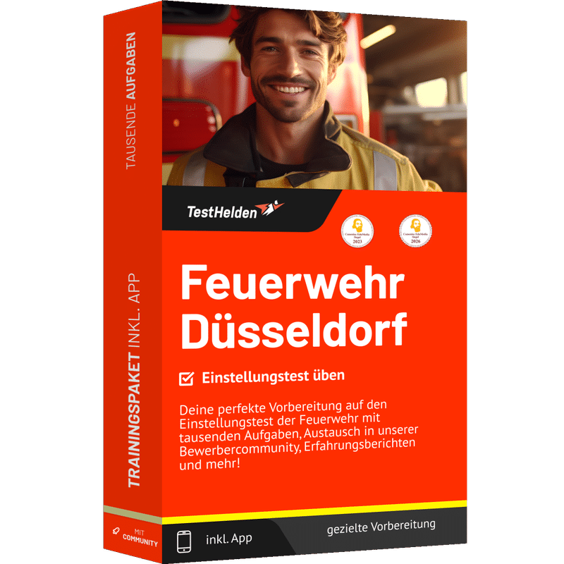 Produktbox Feuerwehr Düsseldorf Einstellungstest 2026 üben – Online Testtrainer