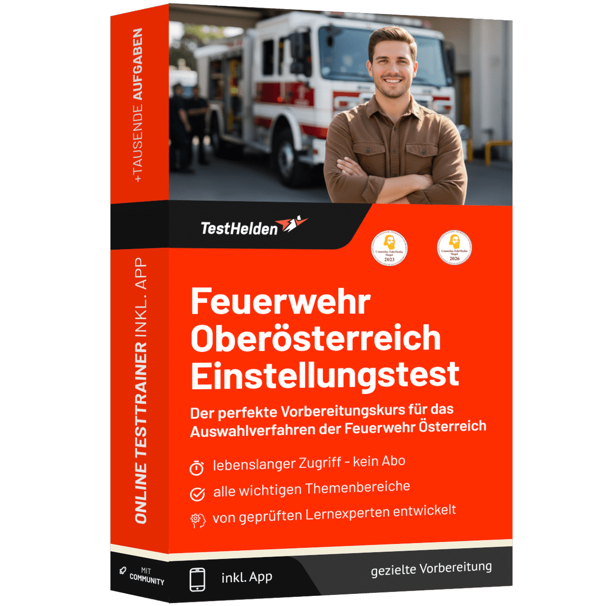 Produktbox Feuerwehr Oberösterreich Einstellungstest Österreich 2026 üben – Online Testtrainer