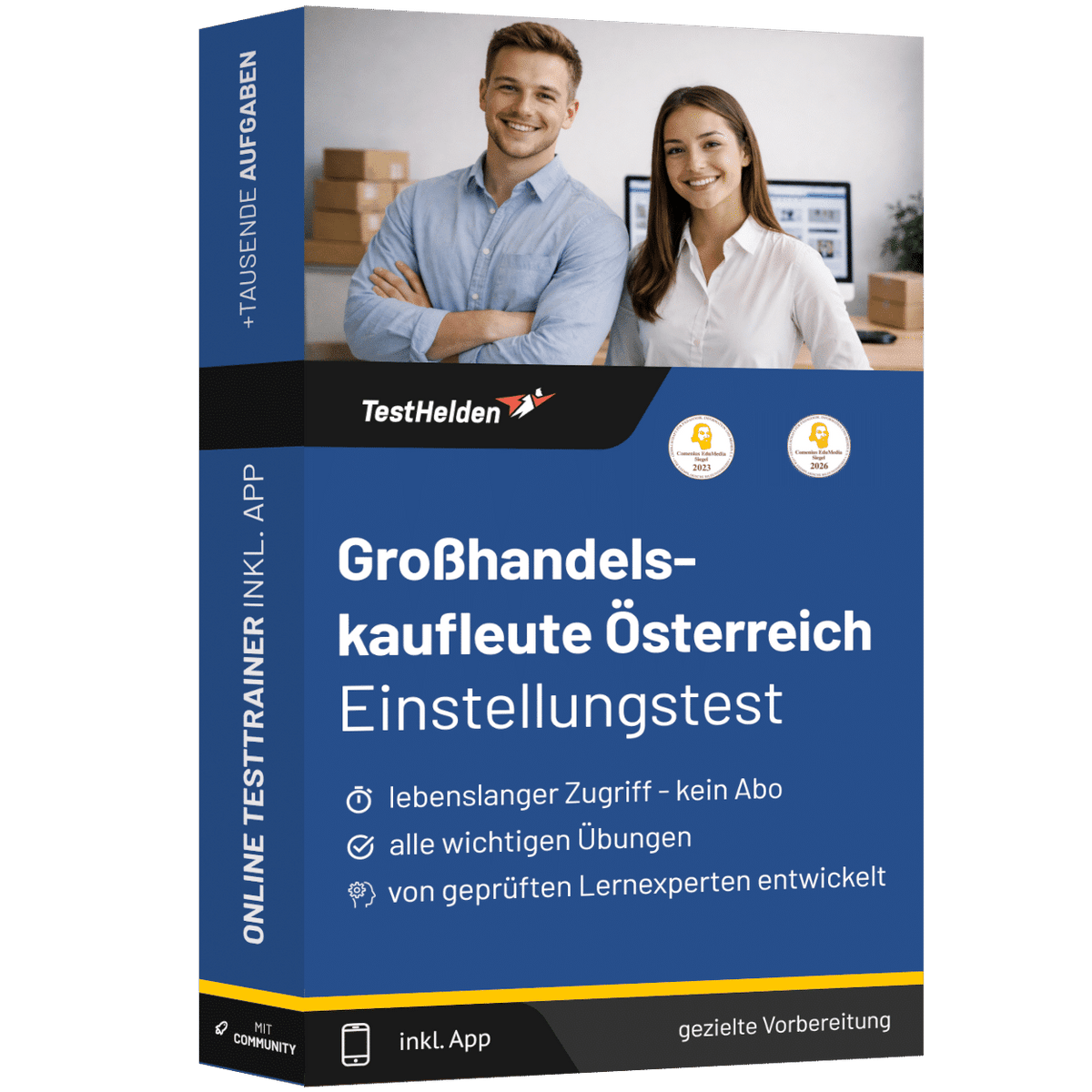 Produktbox Großhandelskaufmann Österreich Einstellungstest Vorbereitung 2026 – Online Testtrainer