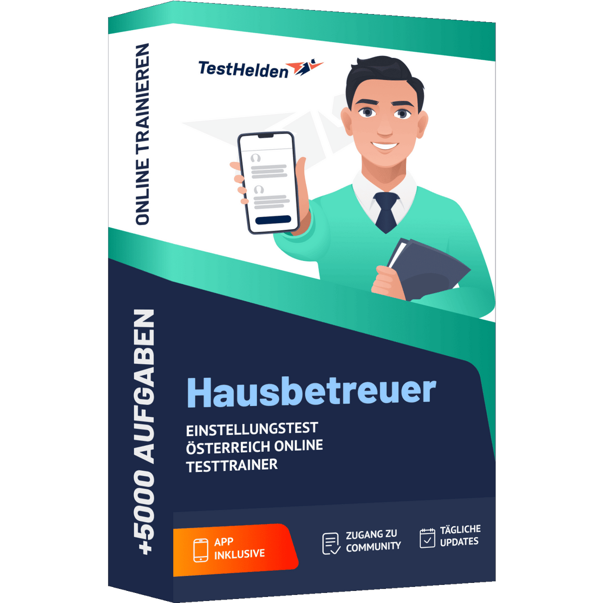 Produktbox Hausbetreuer Vorbereitung Österreich Einstellungstest 2026 üben – Online Testtrainer