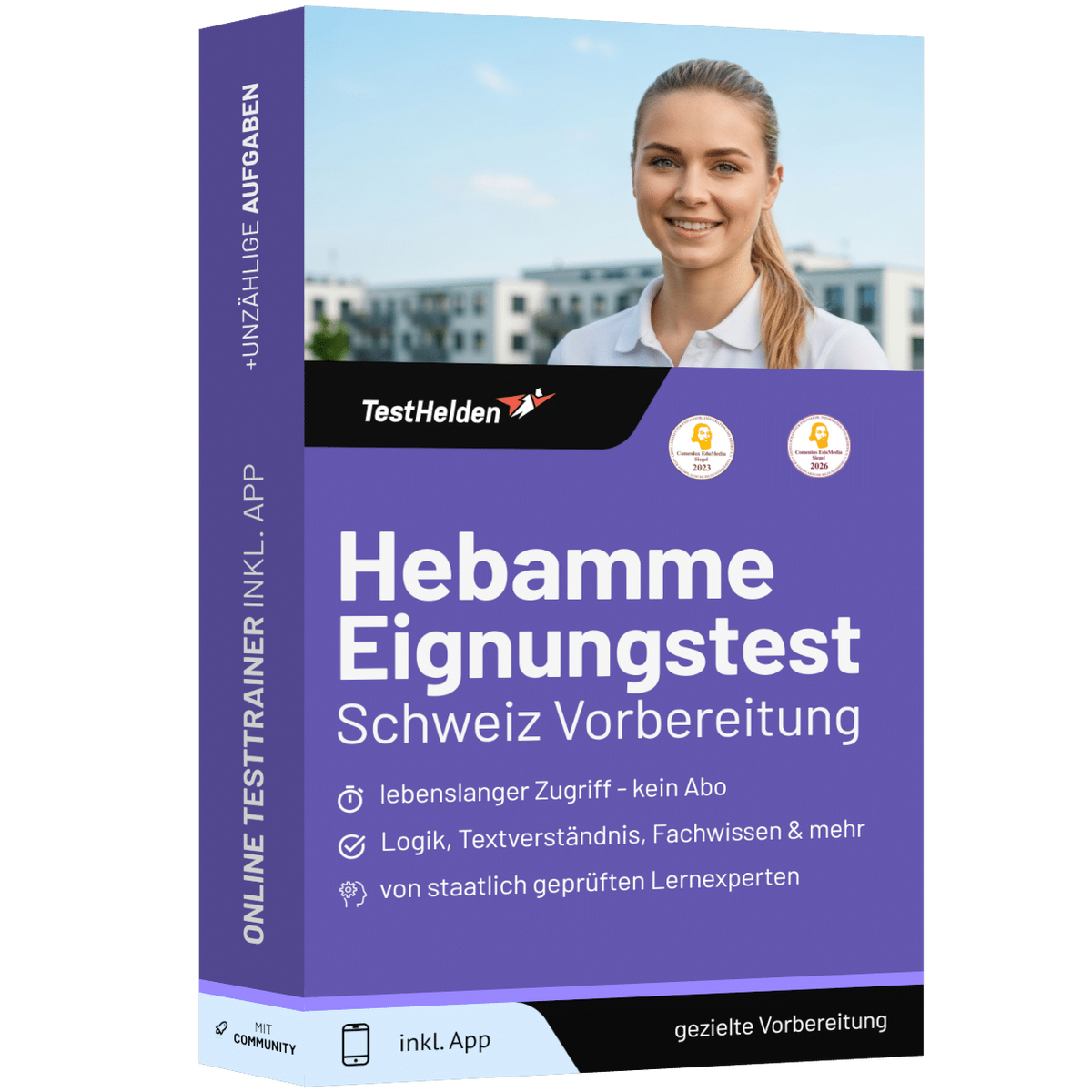 Produktbox Hebamme Schweiz Eignungstest 2026 üben – Online Testtrainer