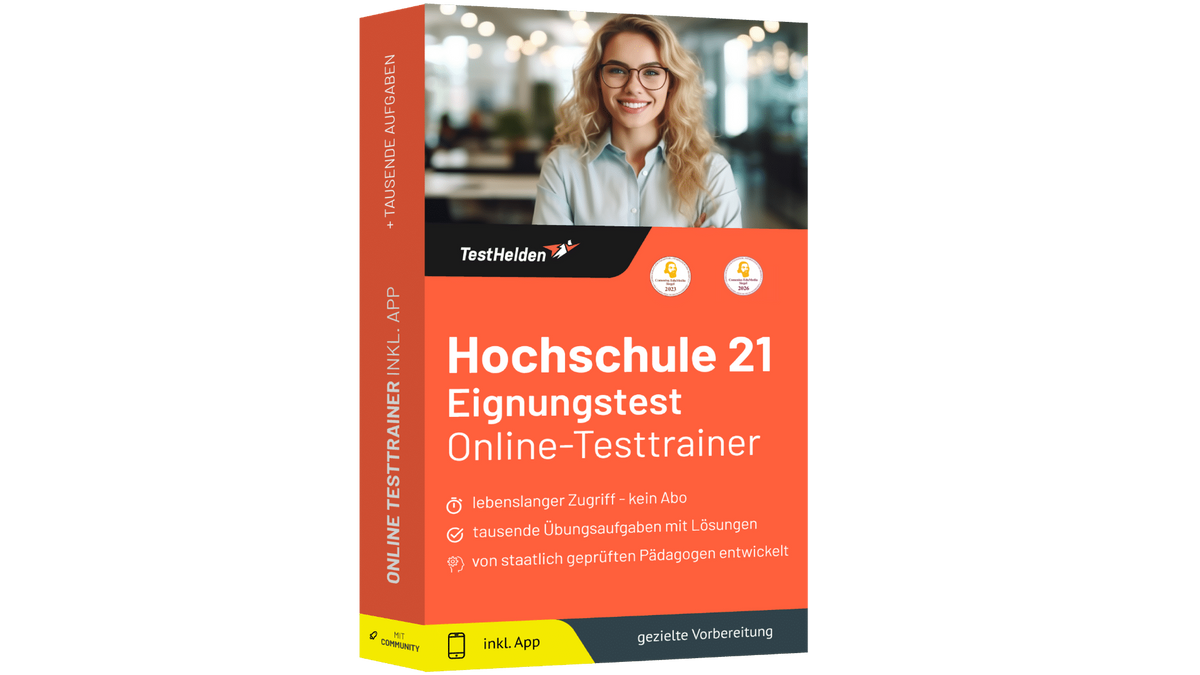 Produktbox Hochschule 21 Eignungstest 2026 üben – Online Testtrainer