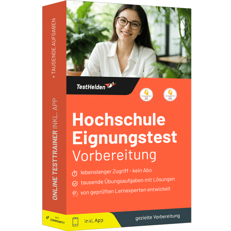 Produktbox Hochschule Eignungstest 2026 üben – Online Testtrainer