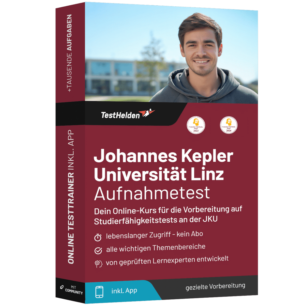 Produktbox Johannes Kepler Universität Linz Aufnahmeprüfung Vorbereitung Österreich 2026 – Online Testtrainer