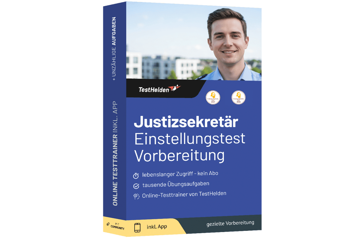 Produktbox Justizsekretär Einstellungstest 2026 üben – Online Testtrainer