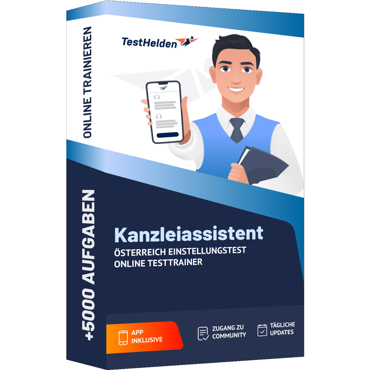 Produktbox Kanzleiassistent Österreich Einstellungstest Vorbereitung 2026 üben – Online Testtrainer