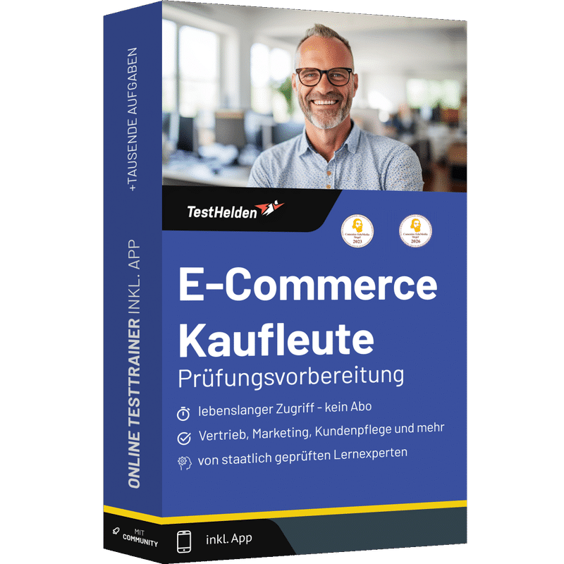 Produktbox Kaufmann / Kauffrau im E-Commerce Prüfung (IHK) 2026 üben – Online Testtrainer