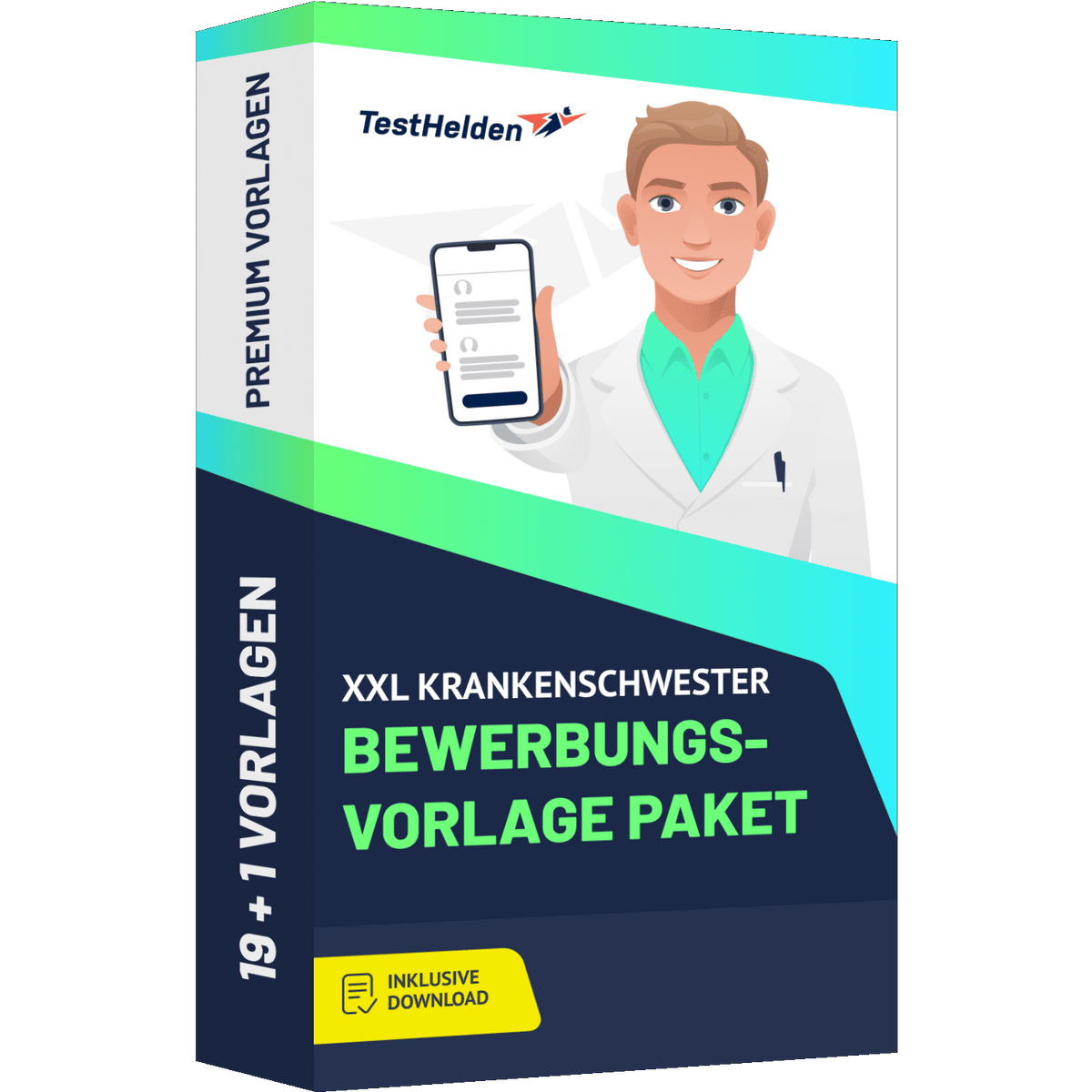 Produktbox XXL Krankenschwester Bewerbungsvorlage 2026 Paket I + 20 Designs I Deckblatt, Tabellarischer Lebenslauf & Motivationsschreiben