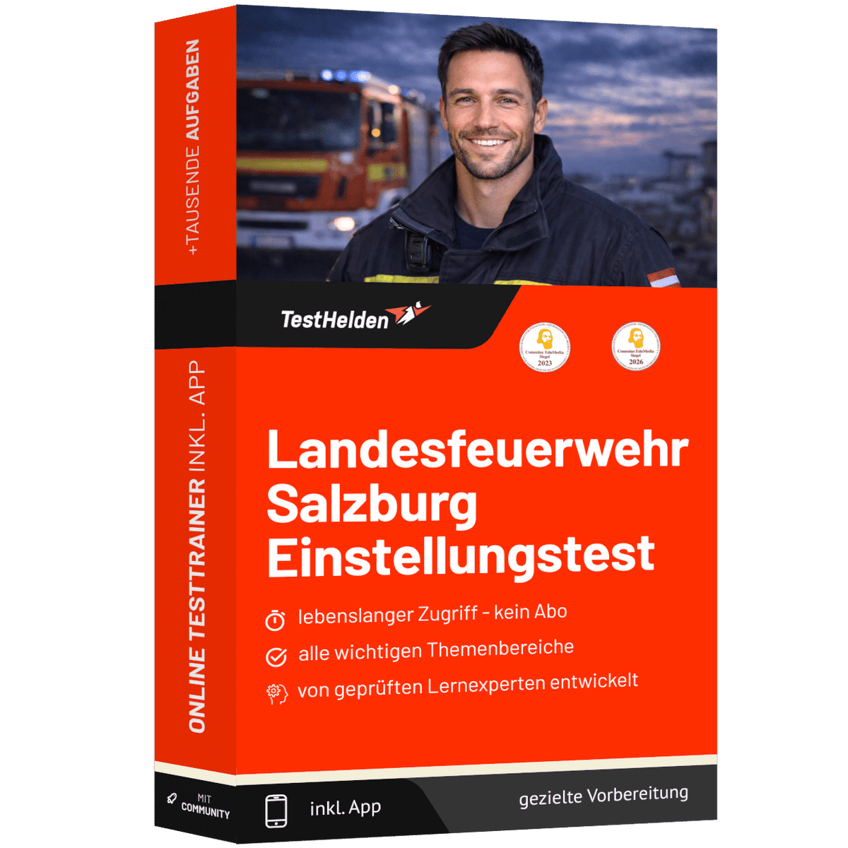 Produktbox Landesfeuerwehr Salzburg Einstellungstest Österreich 2026 üben – Online Testtrainer