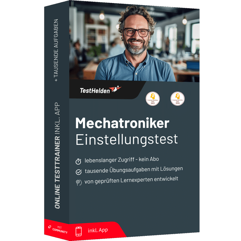 Produktbox Mechatroniker Einstellungstest 2026 üben – Online-Testtrainer