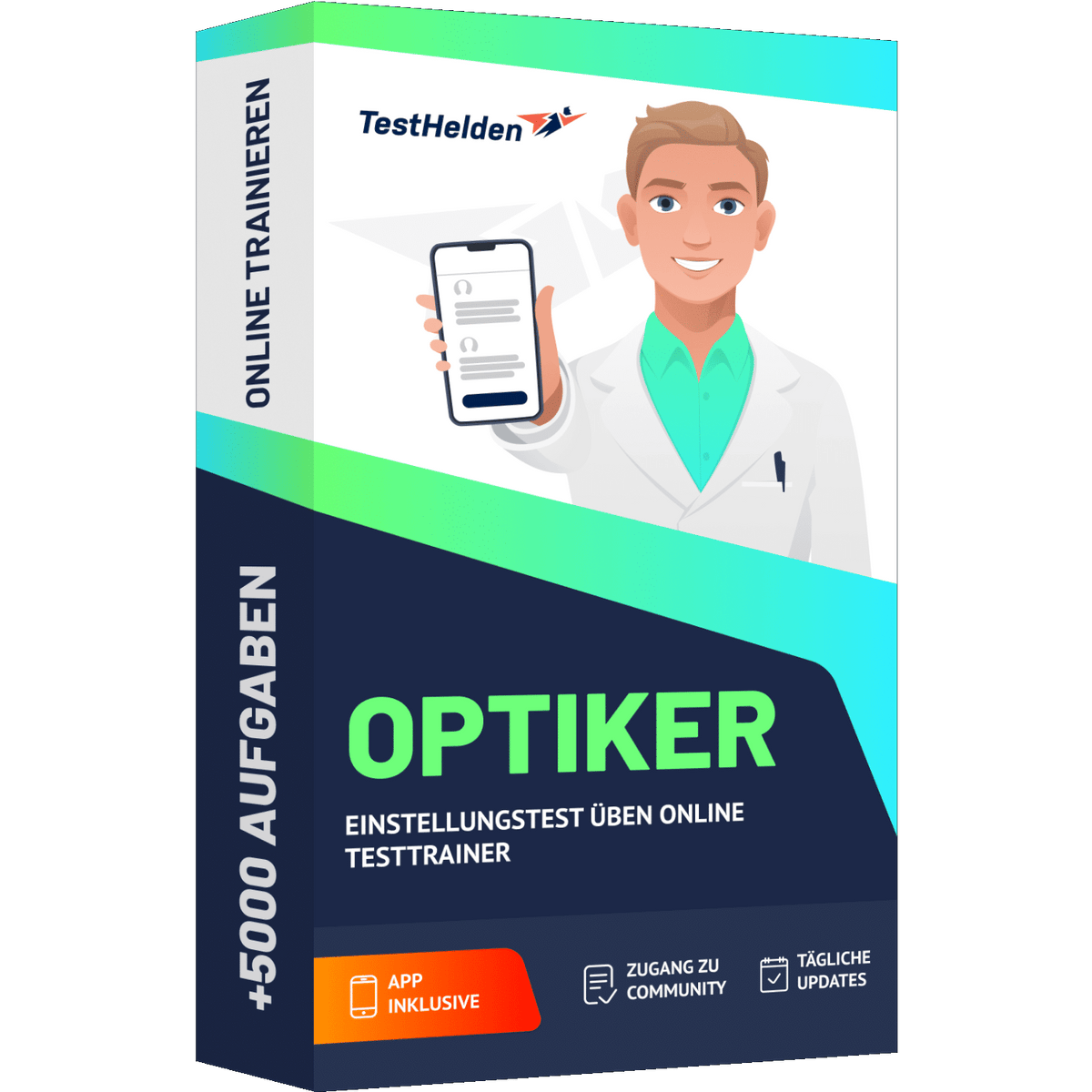 Produktbox Optiker Einstellungstest 2026 üben – Online Testtrainer