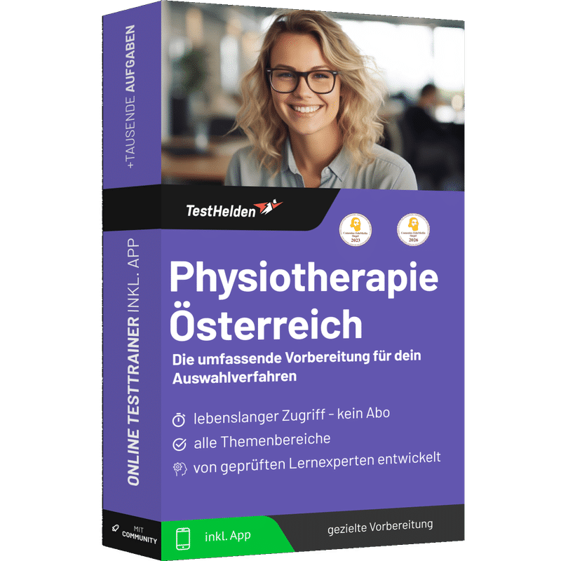 Produktbox Physiotherapie Österreich Eignungstest 2026 üben – Online Testtrainer