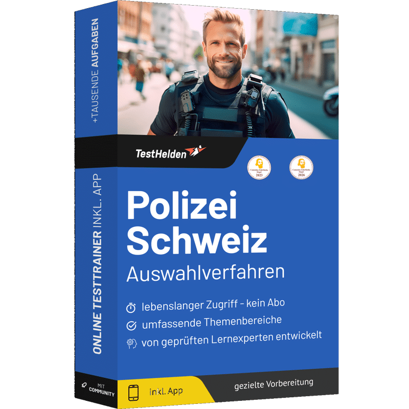 Produktbox Polizei Schweiz Einstellungstest 2026: Eignungstest Online-Testtrainer für die Schweizer Polizei