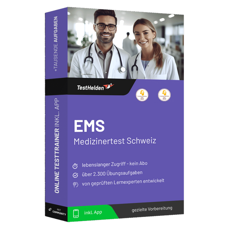 Produktbox des EMS Schweiz Medizinertest Testtrainer
