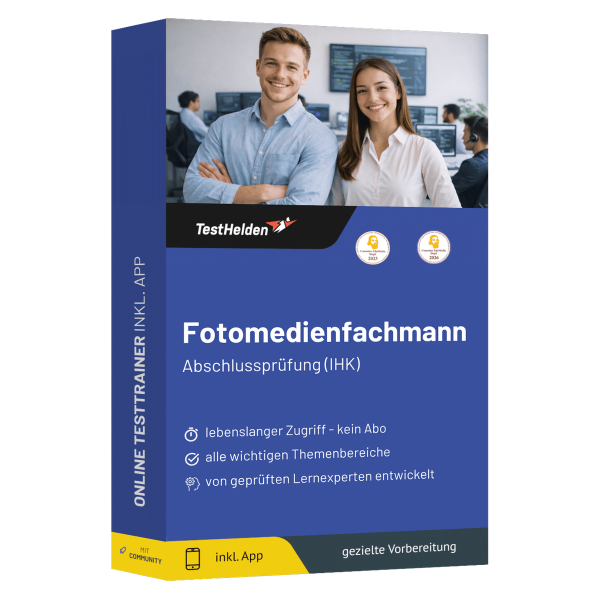 Produktbox Fotomedienfachmann Abschlussprüfung, Online-Testtrainer von TestHelden