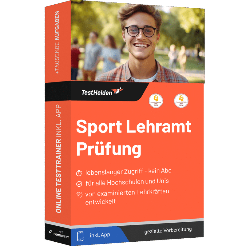 Produktbox Sport Lehramt Prüfung 2026 üben – Online-Testtrainer