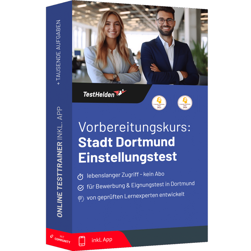Produktbox Stadt Dortmund Einstellungstest 2026 üben – Online Testtrainer