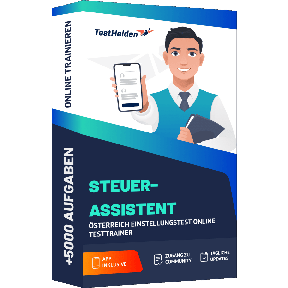 Produktbox Steuerassistent Österreich Einstellungstest 2026 üben – Online Testtrainer